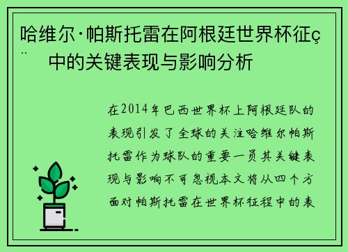 哈维尔·帕斯托雷在阿根廷世界杯征程中的关键表现与影响分析